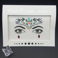 Face crystal sticker set with pink hearts and AB iridescent rhinestones for makeup - Style 1031