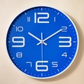 14-Zoll Wanduhr geräuschlos, blaues Zifferblatt mit 3D-Zahlen und modernem Rundrahmen - Blau
