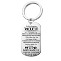To My Wife engraved stainless steel military tag keychain with emotional silver finish - Wife / Keychain / Silver