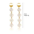 Elegant long baroque pearl drop earrings in gold finish with 6.5cm length measurements - 1030402309 Curved Long