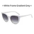 Retro cat-eye sunglasses with elegant white frames and gradient grey lenses for women - White Frame Gradient Grey Lens
