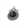 Vintage oval pendant charm with black scale texture and antique silver metal frame - Black Scale (14)