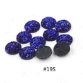 Deep blue round resin druzy sparkle stones with black flat back for DIY crafts - Dark Blue Glitter (19S#)