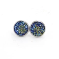 12mm stainless steel stud earrings featuring vibrant silver base and colorful glitter druzy - Multicolor Sequins (19)