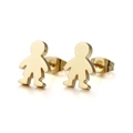 Polierte goldene Ohrstecker in Jungenform mit Schmetterlingsverschluss auf Weiß - Gold (KE71064-Z)