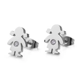 Minimalistische Mädchen-Ohrstecker aus Edelstahl mit klarem, funkelndem Zirkoniastein - Mädchen Stil / Stahlfarbe (KE71066-Z)