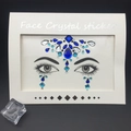 Blue and silver face crystal stickers in teardrop and diamond shapes for festival makeup - 1007