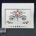 Iridescent AB face crystal sticker with geometric rhinestones on display card - Style 1035