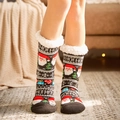 Plush Christmas floor socks with Santa patterns and warm fleece lining - Black Santa Claus