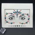 Multicolor gemstone face crystal sticker set with symmetrical forehead and eye designs - Model 1044