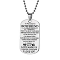 Silver stainless steel dog tag necklace with engraved romantic message for boyfriend - BOY FRIEND / Necklace / Silver