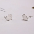 Minimalist S925 sterling silver ghost shaped stud earrings in polished silver finish - Ghost