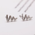 Minimalist 925 silver wavy geometric stud earrings in a sleek metallic silver finish - Wavy Line
