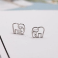 Minimalist 925 sterling silver elephant stud earrings in a polished silver finish - Hollow Elephant