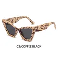 Cat-eye zonnebril met koffie marmeren montuur en grijze glazen in retro-stijl - Koffie Frame Donkergrijze Lenzen