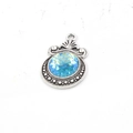 Vintage 12mm silver pendant featuring a blue fish scale pattern charm for DIY jewelry - Royal Blue Scale (13)