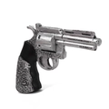 Western cowboy cosplay revolver prop with vintage silver engraving and black handle - Short Revolver