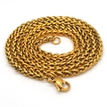 Detail of gold-plated stainless steel Franco wheat chain with secure lobster clasp - 3.0mm Width - 60cm Length / Gold