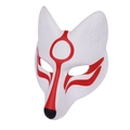 Japanese kitsune fox mask with red cloud patterns on white PU leather for cosplay parties - White Leather Fox Mask