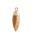 Natural agate stone bullet pendant with brown and white patterns and golden clasp - Jasper
