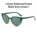 Retro cat eye sunglasses with green marble pattern frame and dark grey lenses - Green Stripe Frame Black Grey Lens