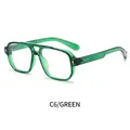 Modern transparent green aviator glasses frame with stylish double bridge and gold accents - Transparent Green