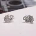 Minimalist 925 silver sheep stud earrings with frosted glitter texture for women - Little Sheep