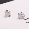 Creative minimalist 925 silver stud earrings featuring a unique small hand shape design - Hamsa Hand