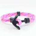 Pink and purple woven anchor bracelet with black matte clasp for casual outdoor styling - Camo Pink