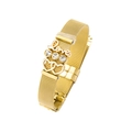 Elegante pulsera de malla dorada con letras love, cristales y dijes de corazones huecos - Dorado