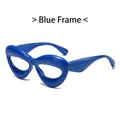 Occhiali cat-eye spessi blu scuro con lenti trasparenti anti-luce blu - Montatura blu