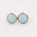 Detail of 12mm light blue druzy stud earrings with textured resin and gold plated base - Sky Blue (25)