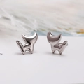 Minimalist S925 silver cat-shaped stud earrings with zircon inlay for women - Standing Cat