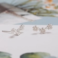 Elegant 925 sterling silver stud earrings featuring a triple floral petal cluster design - Triple Flower