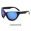 Gafas de sol deportivas Y2K con montura negra y lentes de espejo azul, variante C2 - Montura Negra Recubrimiento Azul
