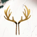 Golden mirror acrylic reindeer antler cake toppers for Christmas party decoration - Style 263 / Mirror Gold