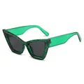 Cat eye sunglasses in transparent green frame with black stripes and dark lenses - Green Frame Grey Lens