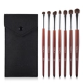 Professional 7pcs pony hair eyeshadow brush set with black felt pouch for eye makeup - Tapered Handle with Black Bag / Redwood