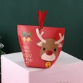 Red Christmas reindeer gift bag with ribbon handle for holiday candy and treats - S508-Red Reindeer