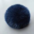 Zachte donkerblauwe Rex konijnenbont pompon sleutelhanger voor handtassen en auto - 8cm / Marineblauw