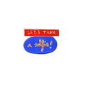 Broche creativo de esmalte con texto LET'S TAKE a selfie en rojo y azul brillante - Letrero de Cita (LET'S TAKE a selfie!)