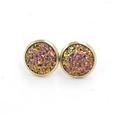 Macro shot of 12mm gold-plated stainless steel studs with iridescent druzy crystals - Iridescent Purple (5)