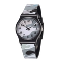 Quartz wristwatch for children with camouflage silicone strap and clear numeric dial - Grey Camo