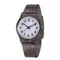 Neutral quartz watch with dark grey translucent silicone strap and white dial - Transparent Black