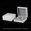 White textured leather jewelry box set with grey velvet lining and silver screw bracelet - White Bangle Box