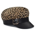 Berretto newsboy leopardato con visiera in pelle nera e fibbia dorata - Regolabile / Stampa leopardata
