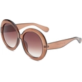 Oversized retro round sunglasses in transparent brown frame with gradient tea lenses - Transparent Tea Frame Gradient Tea