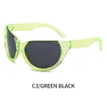 Gafas de sol deportivas Y2K con montura verde neón transparente C3 y cristales grises - Montura Verde Lentes Grises