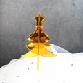 Golden mirror acrylic Christmas tree cake topper with star for festive party decoration - Style 272 / Small Mirror Gold