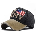 3D US ARMY embroidery baseball cap in dark grey and khaki with vintage washed finish - Adjustable / Dark Grey and Khaki (6)